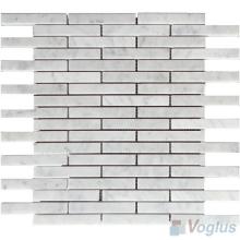 Carrara White Polished Linear Strip Marble Mosaic VS-MCW80