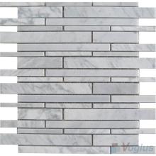 Carrara White Polished Linear Strip Marble Mosaic VS-MCW81