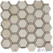Cream Marfil Polished Hexagonal Shaped Stone Mosaic VS-PHX84