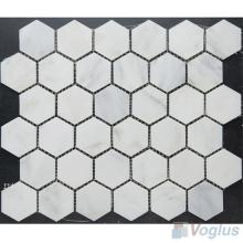 Eastern White Polished 2 inch Hexagon Marble Mosaic VS-MEW90