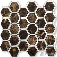 Emperador Dark Polished Hexagonal Shaped Stone Mosaic VS-PHX82