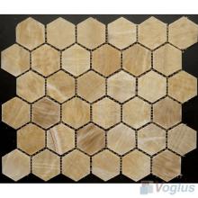Honey Onyx Polished 2 inch Hexagonal Shaped Stone Mosaic VS-PHX86