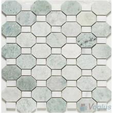 Ming Green Eastern White Polished Oblated Octagon Marble Mosaic VS-PTG81