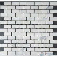 Orient White Polished 1x2 inch Brick Marble Mosaic VS-PBK87