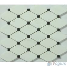 Pure White Polished Elongated Shaped Marble Mosaic Tiles VS-PTG84