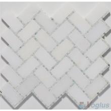 Small Dots White Polished Herringbone Marble Mosaic Tile VS-PHB87