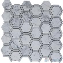 Volakas White Polished Hexagonal Shaped Stone Mosaic VS-PHX85