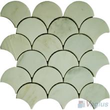 White Marble Polished Fish Scale Fan Shaped Marble Mosaic Tile VS-PFN90