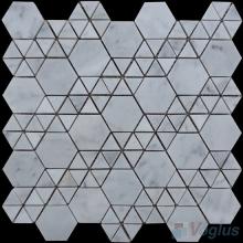 White Polished Triangle Mixed Hexagonal Shaped Marble Mosaic VS-PHX73