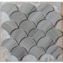 Wooden Gray Polished Large Fan Shape Fish Scale Marble Mosaic VS-MDW99