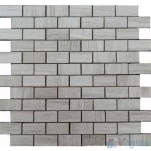 Wooden White Polished 1x2 inch Brick Marble Mosaic VS-MDW85