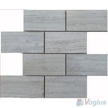 Wooden White Polished 3x6 inch Brick Marble Mosaic VS-MDW87