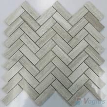 Wooden White Polished Herringbone Marble Mosaic Tile VS-PHB85
