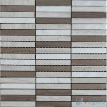 Wooden White Polished Stream Marble Mosaic VS-MDW89