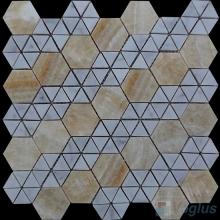 Yellow White Polished Triangle Mixed Hexagonal Shaped Marble Mosaic VS-PHX74