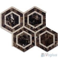 Dark Emperador Packed Hexagonal Shaped Stone Mosaic Tile VS-PHX81