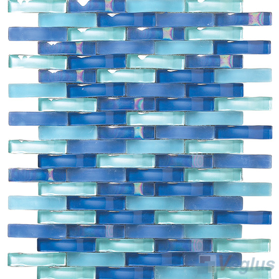 Royal Blue Arch Wavy Glass Mosaic Tiles VG-UWY94 - Voglus Mosaic