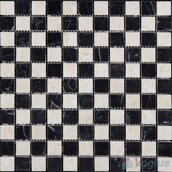 Black Beige Mixed 1x1 Polished Stone Mosaic VS-SBB99