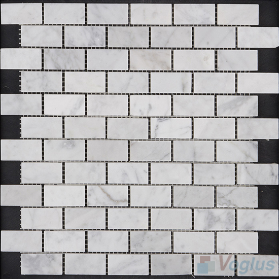 Carrara White Polished Subway Medium Brick Marble Mosaic VS-PBK95