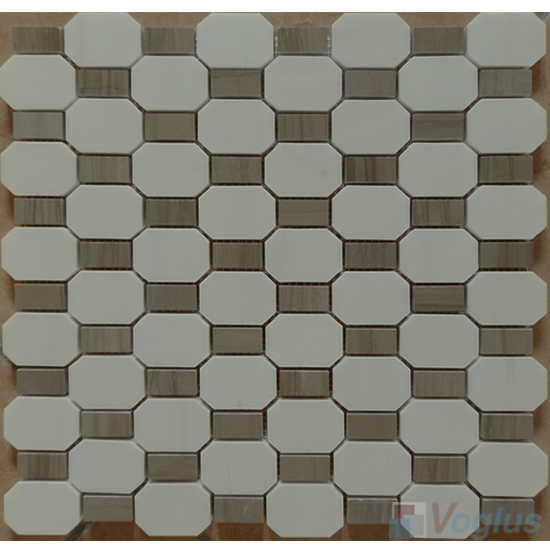 Cherkerboard Polished Octagon Stone Mosaic VS-PTG92