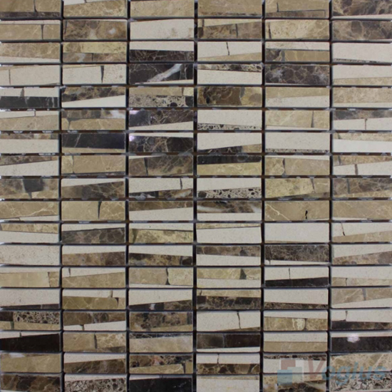 Coffee Polished Stream Marble Mosaic VS-PSR93