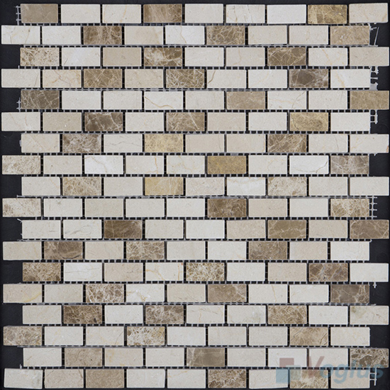 Cream Brown Polished Subway Small Brick Marble Mosaic VS-PBK91