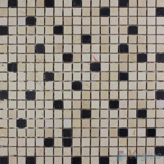 Cream Marfil Polished 15x15mm Painbox Marble Mosaic VS-SAB96