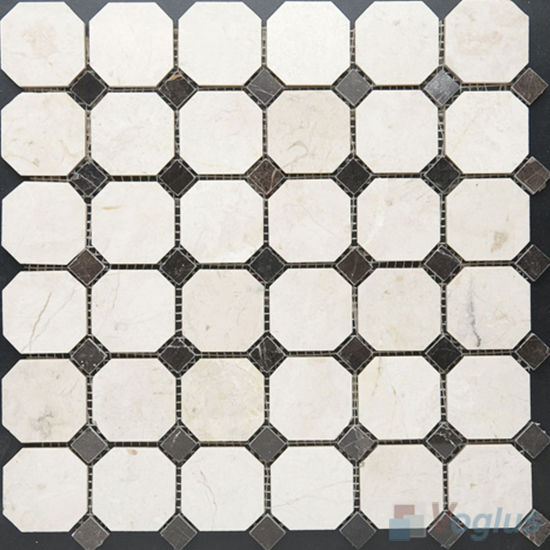 Cream Marfil Polished Octagon Marble Mosaic VS-PTG97