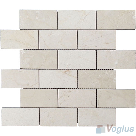 Cream Marfil Polished Subway Large Brick Marble Mosaic VS-PBK97