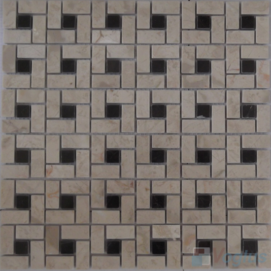 Cream Polished Pinwheel Stone Mosaic Tiles VS-PPW93