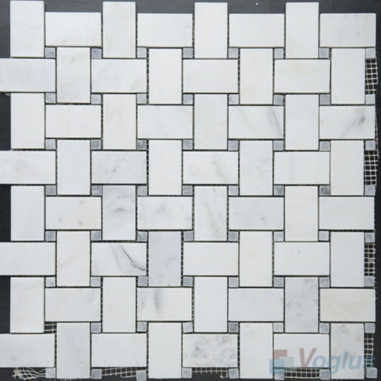 Eastern White Polished Basket Weave Marble Mosaic VS-PBW94