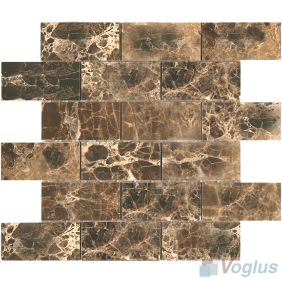 Emperador Dark Polished Subway Large Brick Marble Mosaic VS-PBK99