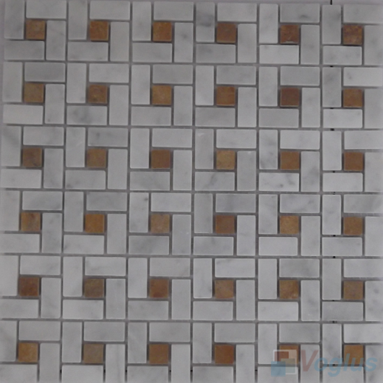 Guangxi White Polished Pinwheel Stone Mosaic Tiles VS-PPW94