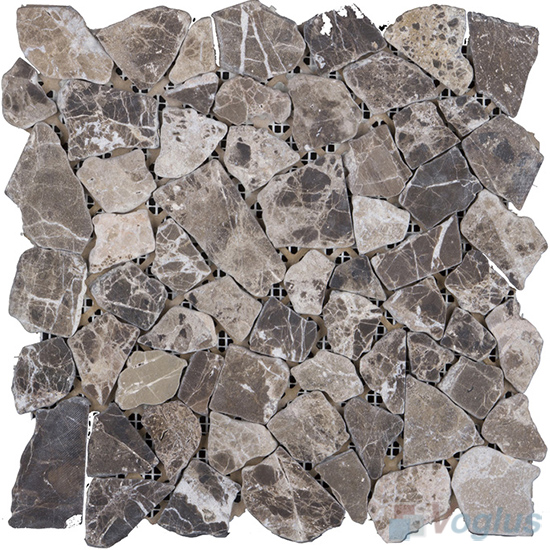 Light Emperador River Rock Marble Mosaic VS-PRR98