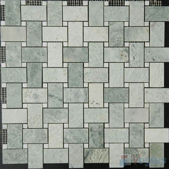 Ming Green Polished Basket Weave Marble Mosaic VS-PBW93