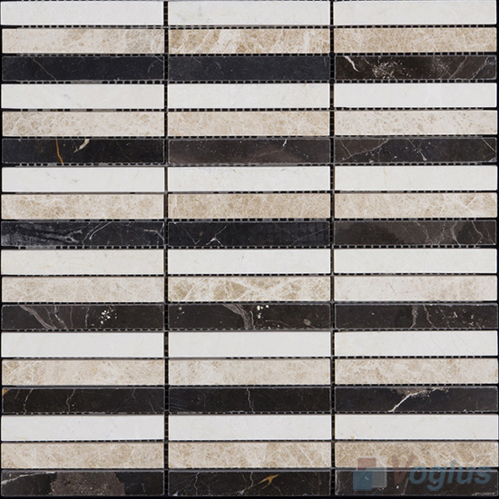 Strip Mixes Polished Stream Marble Mosaic VS-PSR98
