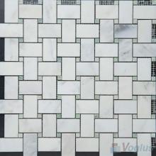 Ariston White Polished Basket Weave Marble Mosaic VS-PBW92