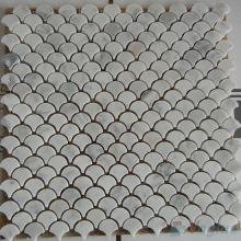 Carrara White Polished Small Fan Shape Fish Scale Marble Mosaic VS-PFN97
