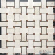 Crema Marfil Polished Basket Weave Stone Mosaic VS-PBW96