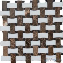 Emperador Dark Polished Basket Weave Marble Mosaic VS-PBW91