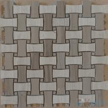 Wooden Gray Polished Basket Weave Marble Mosaic VS-PBW90