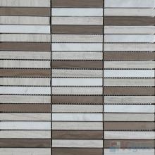 Wooden White Gray Polished Stream Marble Mosaic VS-PSR95