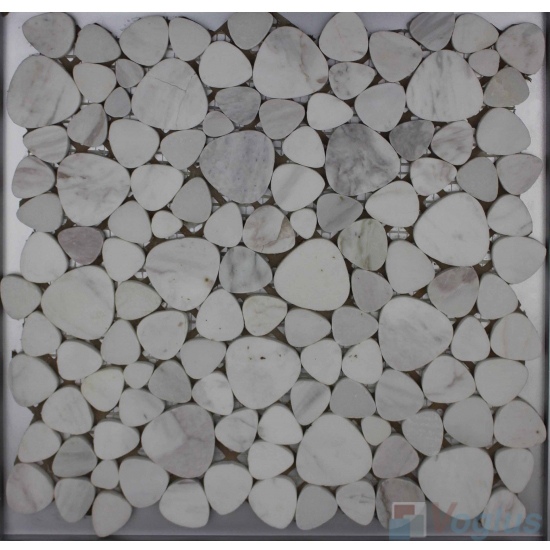 Volakas White Polished Pebble Marble Mosaic VS-PPB97
