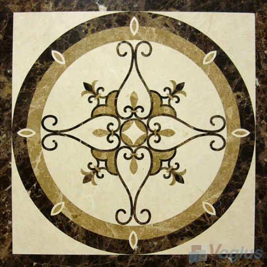 Waterjet Marble Mosaic Square Medallion VS-ASQ95