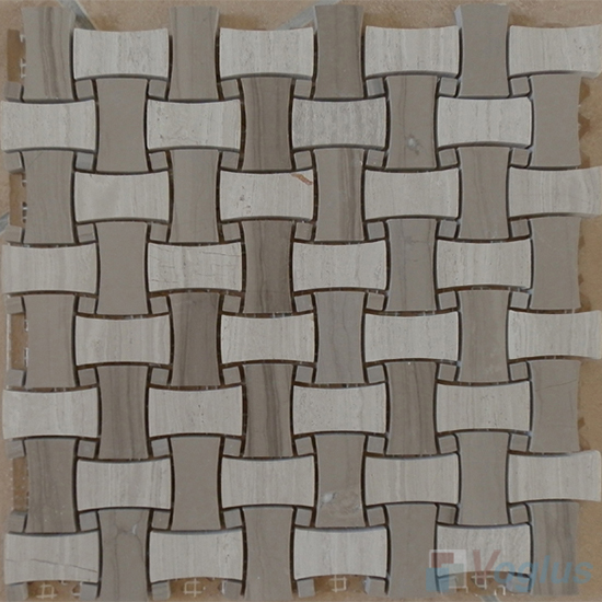Wooden Gray Polished Basket Weave Marble Mosaic VS-PBW90