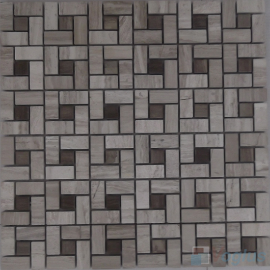 Wooden Gray Polished Pinwheel Stone Mosaic Tiles VS-PPW92