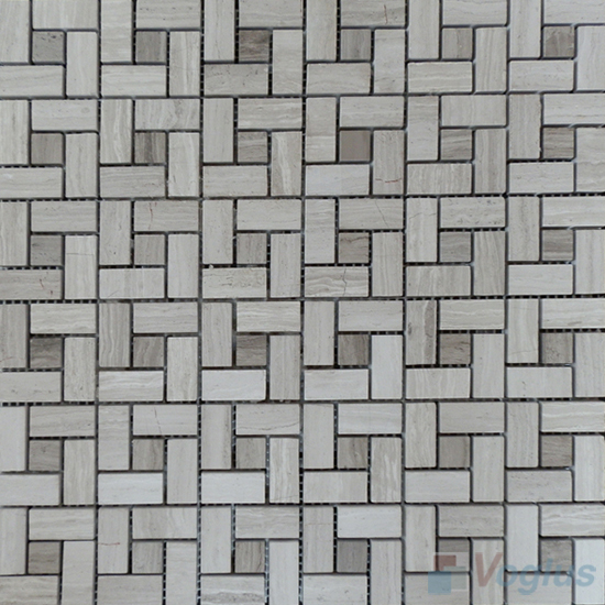 Wooden White Polished Pinwheel Stone Mosaic Tiles VS-PPW95