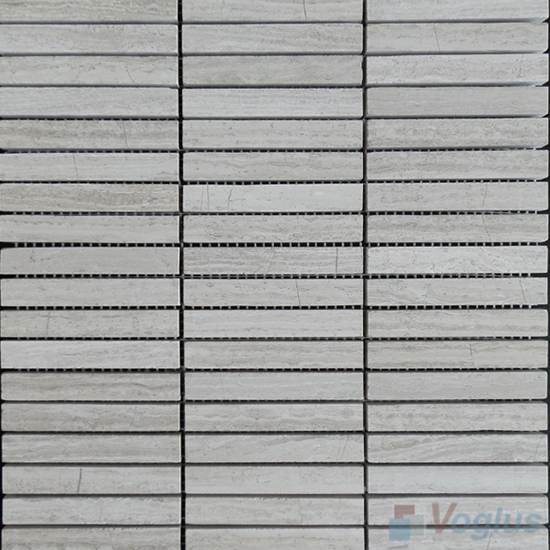 Wooden White Polished Stream Marble Mosaic VS-PSR96