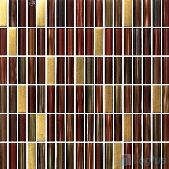 Burt Umber Strip Hand Painted Crystal Glass Tiles VG-HPC98