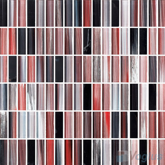 Fire Brick Strip Hand Painted Crystal Glass Tiles VG-HPC95